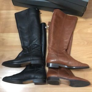 Collection of 2 pairs of Ann Taylor Amalie Leather Boots. Black and Cognac